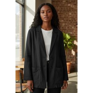 Torrid Blazer Linen Blend Crepe 3XL 22-24 Blk Stretchy LS Pockets Casual NWT $65